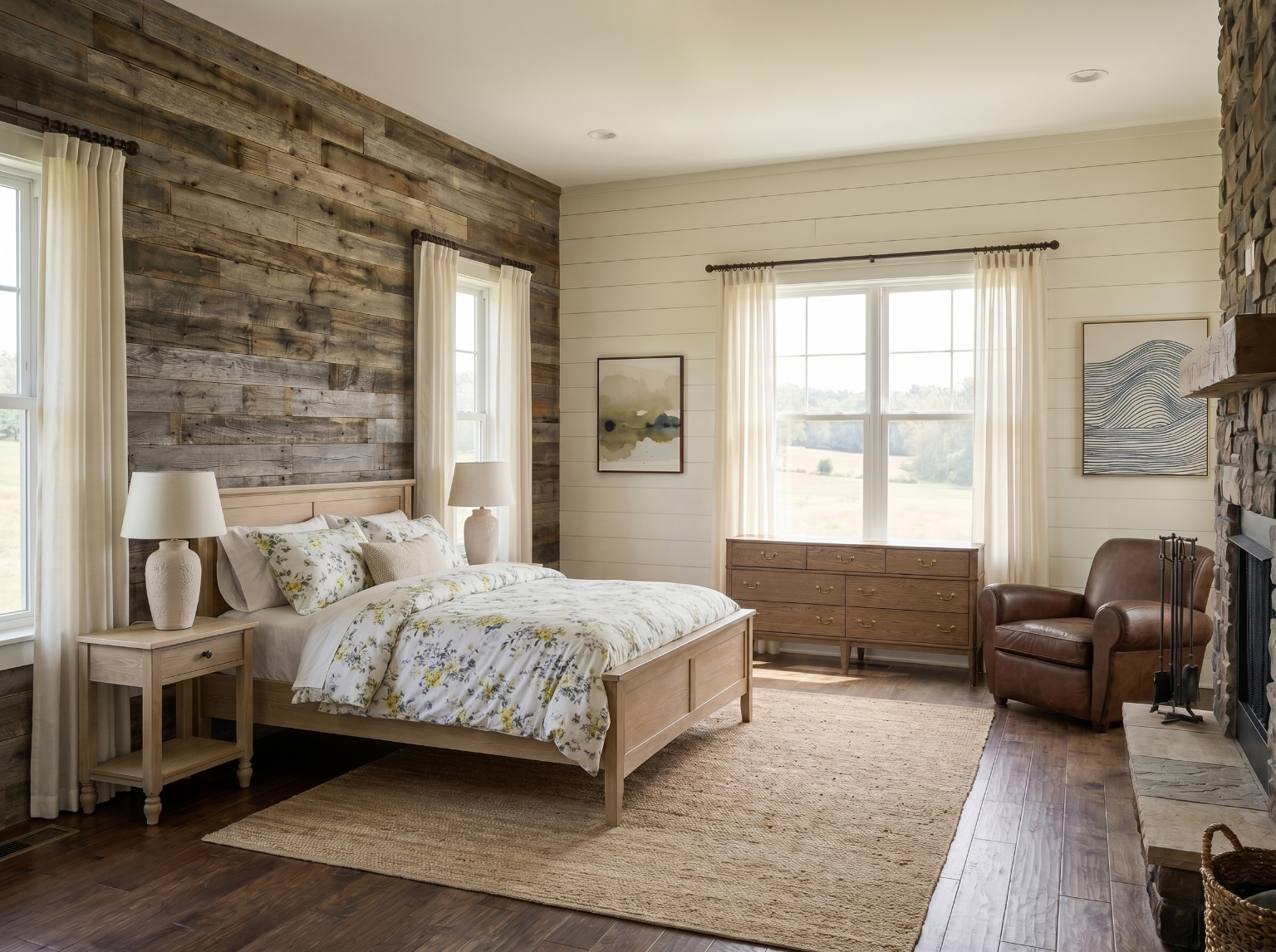Furnished bedroom with the pieces to replace marked